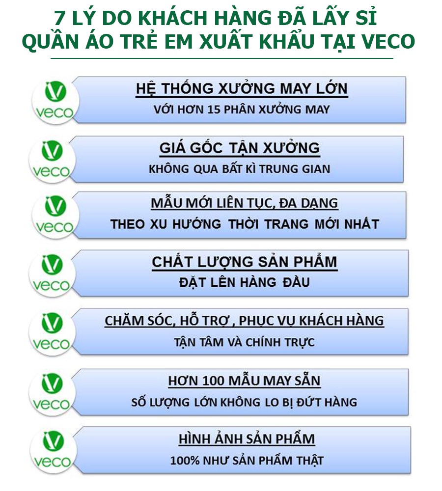 Xưởng may quần áo trẻ em xuất khẩu giá sỉ VECO